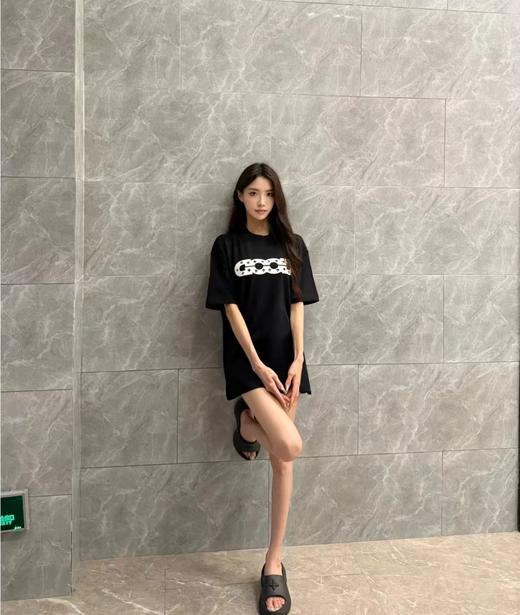 F032089镂空圆领套头新款男女同款纯棉刺绣美式复古短袖T恤 商品图6