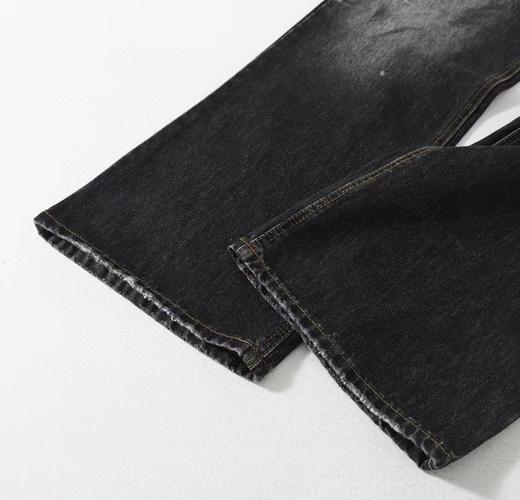 F032091泼墨涂鸦男女同款复古水洗做旧直筒微喇牛仔裤 商品图4