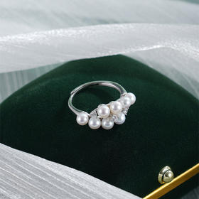 子佩集【珠光叠韵】银S925珍珠AOYA奥雅戒指【MLJZ007】3.8mm珠交错双排2512