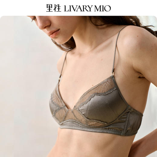 Livary Mio/里性 漫熙法式细肩带无钢圈真丝蕾丝性感文胸薄款内衣 商品图3