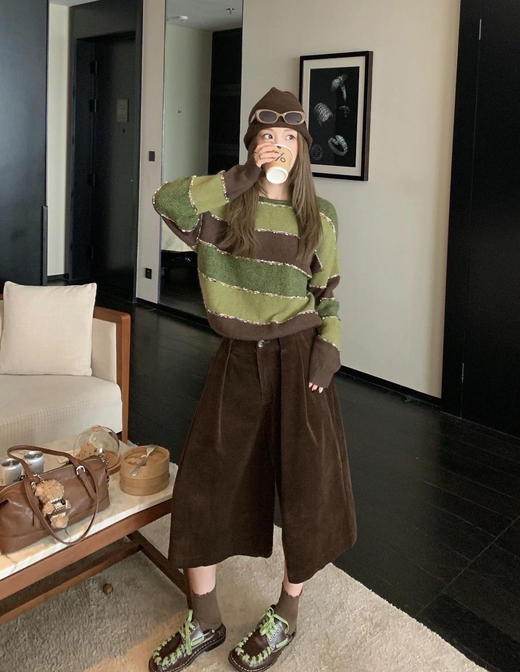 复古风拿捏稳纯棉灯芯绒裤阔腿裙子 商品图6