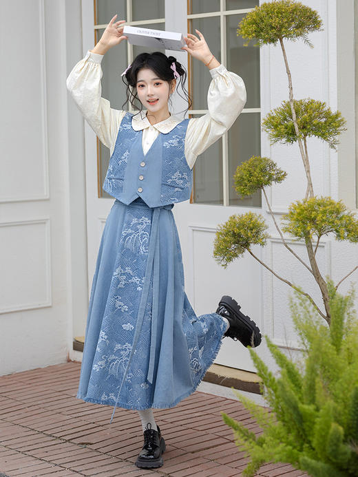 【重回汉唐书屿】日常百搭马甲半身裙套装汉服女装 商品图2