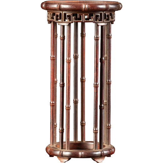 清	紫檀竹节工圆形花几摆件 商品图5