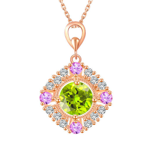 【橄榄石紫水晶项链/耳钉/戒指】周六（3.21）中午12点开始 首饰品送女士节日礼物JE25052/JP25052/JR25052-水晶CC 商品图9