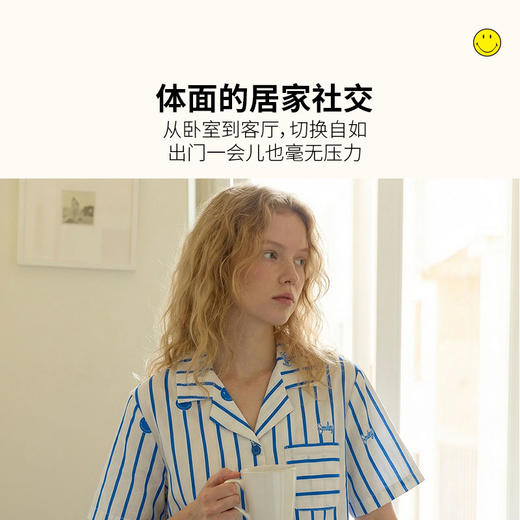 SMILEY 家居服条纹简约宽松短袖长裤休闲套装【本商品不支持用券】 商品图3