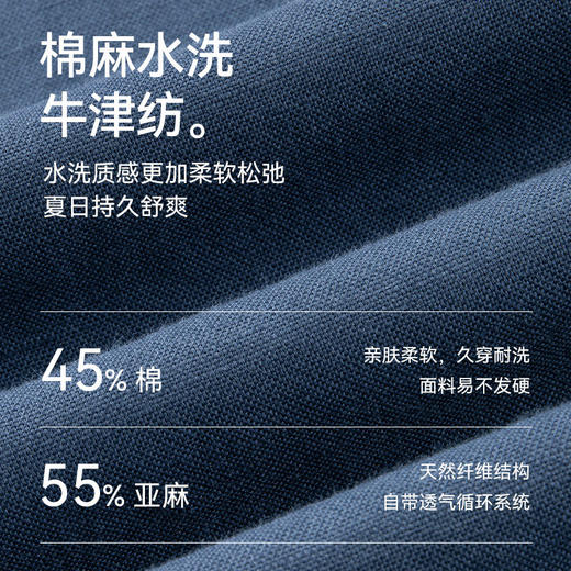 【春夏新品】十如仕叠穿百搭牛津纺棉麻水洗休闲短袖衬衫开衫CS21-02 商品图3