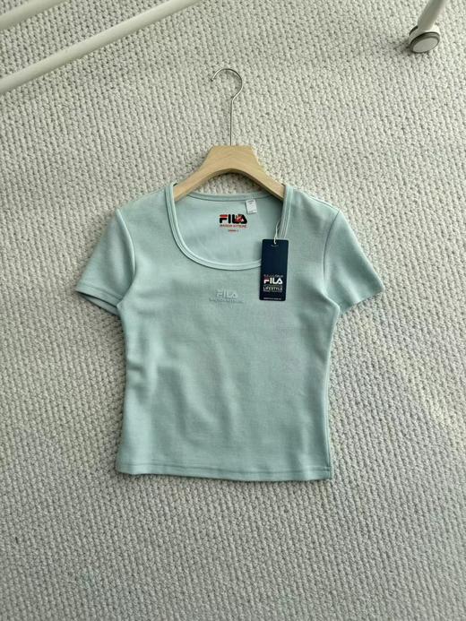 F0320141短袖T恤2025夏季新款U领撞色修身短款上衣女 商品图13