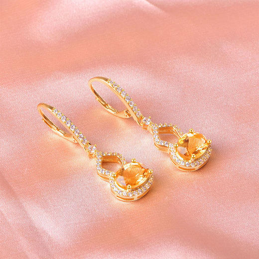 【黄水晶耳钉/项链】耳钉女S925银彩色宝石葫芦耳饰品耳扣送女士礼物JE25066/JP25066-水晶CC 商品图3