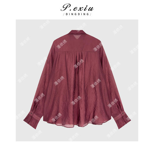 天丝气质高级感通勤宽松显瘦立领长袖衬衫WH00532 商品图2