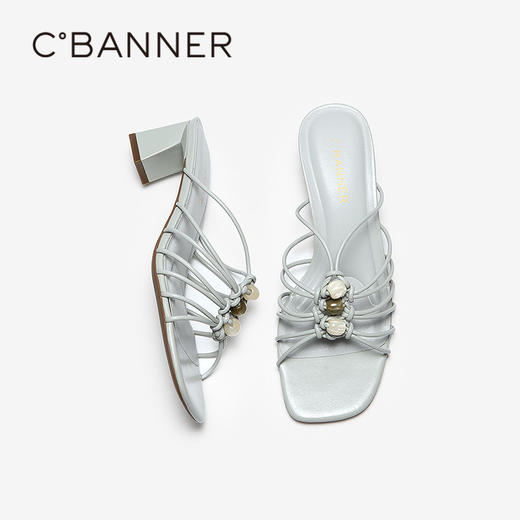 【上新】【静音系列】千百度粗高跟罗马凉鞋女2026夏季编织拖鞋A26386122 商品图4