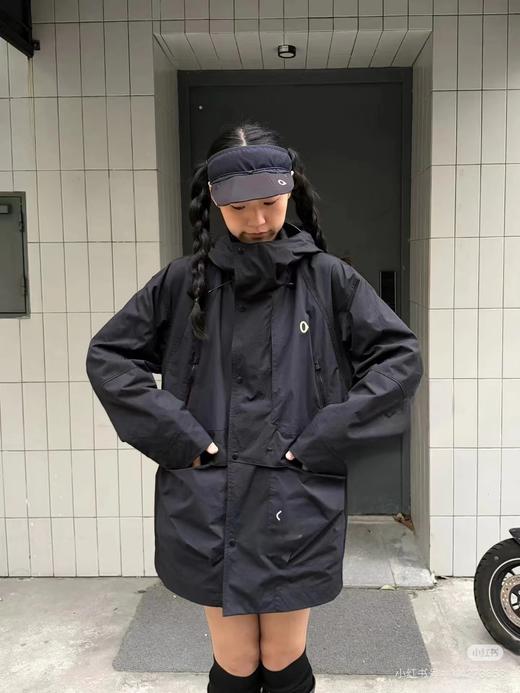 F032035女孩美式运动宽松多口袋连帽中长款梭织格子带帽防风防水冲锋衣 商品图12