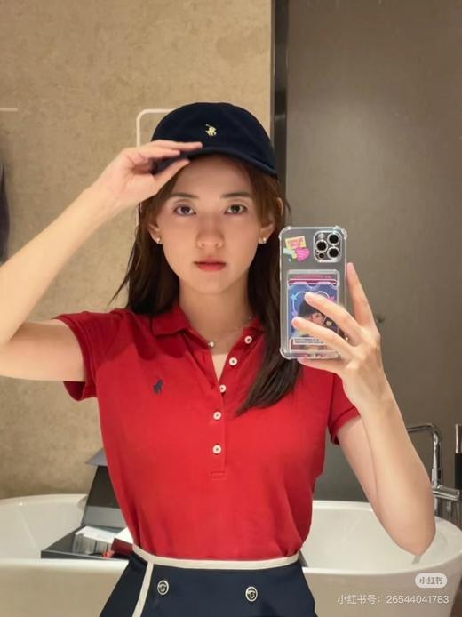 拉夫劳伦女款POLO衫修身版5粒扣纽扣弹力翻领短袖 商品图5