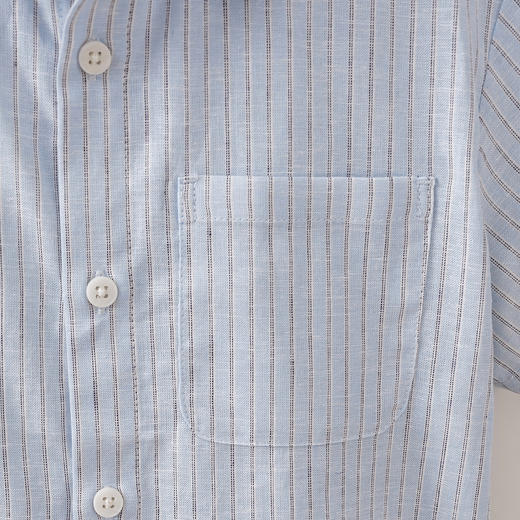 马克珍妮松弛条纹男童棉麻短袖衬衫2026年夏装新款560526 商品图4