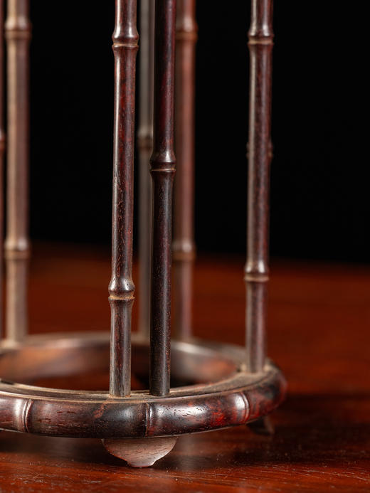 清	紫檀竹节工圆形花几摆件 商品图4