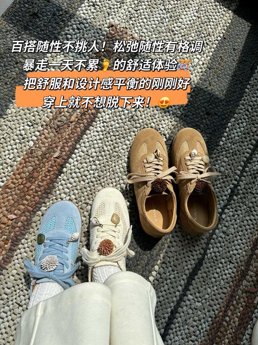 春夏秋三季可穿牛反绒德训鞋、镂空网面自带透气呼吸感！轻盈舒适防滑有质感、无论通勤、旅行✈️都能无缝切换，兼具功能性与颜值的俏皮美鞋！轻盈耐磨大底，脚感如履平地！ 商品图3