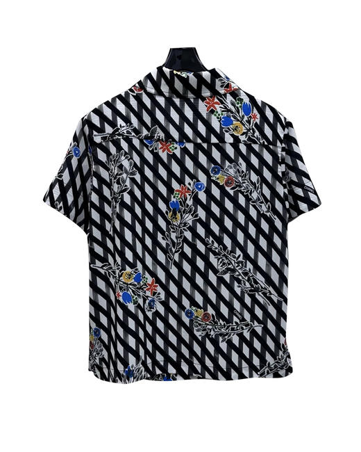 女款半开襟格纹印花短袖衬衫 可配套装he025 商品图1