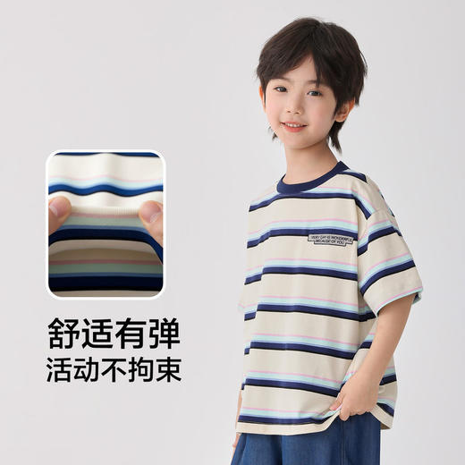 男童2026夏季新款童装纯棉色织条纹短袖T恤韩版夏装衣服潮   FY-H6ba36 商品图1