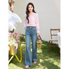 鹿向南「深海浅行」蓝色复古微喇牛仔裤女春高腰显瘦直筒宽松长裤 商品缩略图2