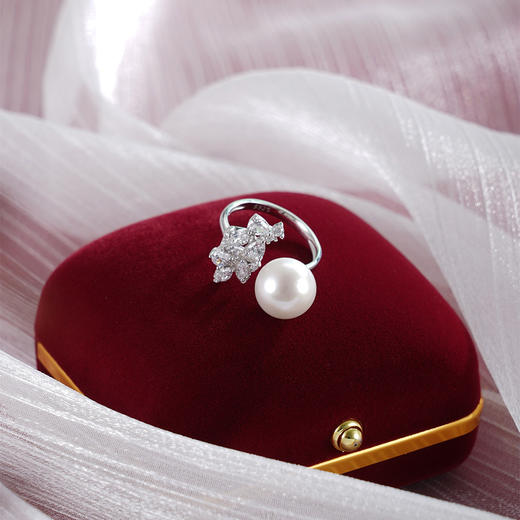 子佩集【结露凝香】银S925珍珠AOYA奥雅戒指【MZJZ001】10mm珠蝴蝶结2512 商品图1