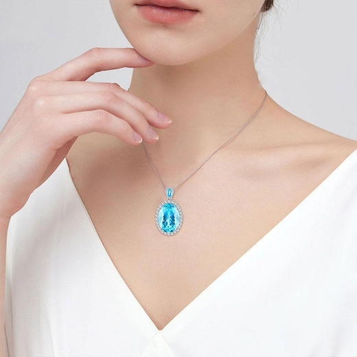 【托帕石项链】S925银轻奢时尚彩宝吊坠饰品送女士节日礼物一物一证JP25025-水晶CC 商品图3