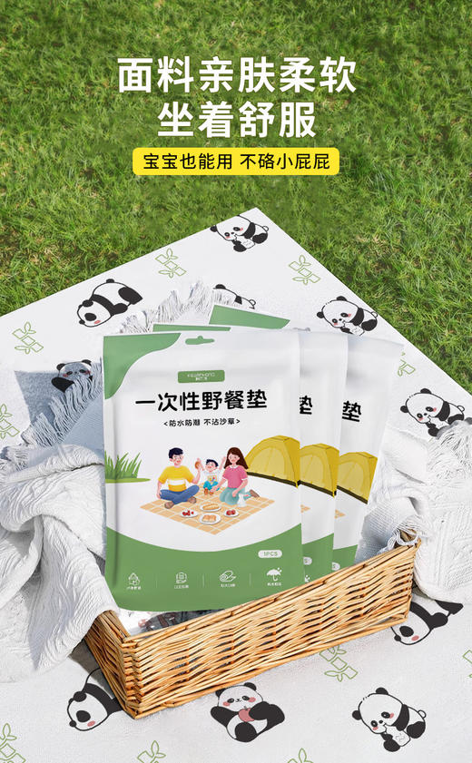 【超值！3包特惠装】户外露营一次性野餐 垫加厚布防潮垫 春游垫子 折叠防水沙滩草坪地垫 商品图5