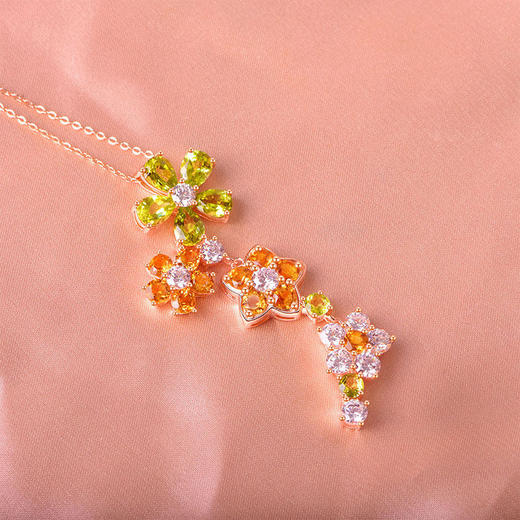 【黄水晶项链】S925银轻奢时尚彩宝橄榄石吊坠饰品送女士礼物JP25067-水晶CC 商品图0