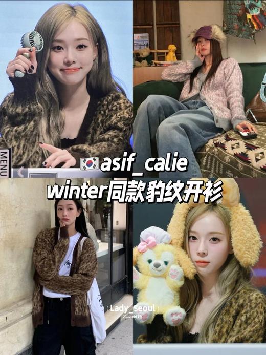 F032043春秋新款休闲时尚马海毛豹纹针织纽扣毛衣开衫外套 商品图9