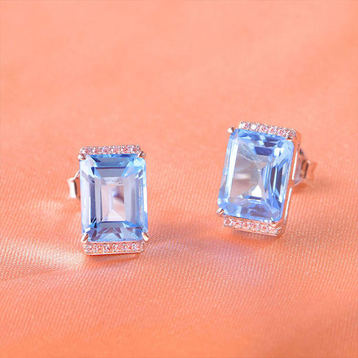 【托帕石轻奢耳钉】周六（3.21）中午12点开始 S925银时尚彩色宝石耳饰品送女士礼物JE25057-水晶CC 商品图1