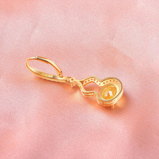 【黄水晶耳钉/项链】耳钉女S925银彩色宝石葫芦耳饰品耳扣送女士礼物JE25066/JP25066-水晶CC 商品图5