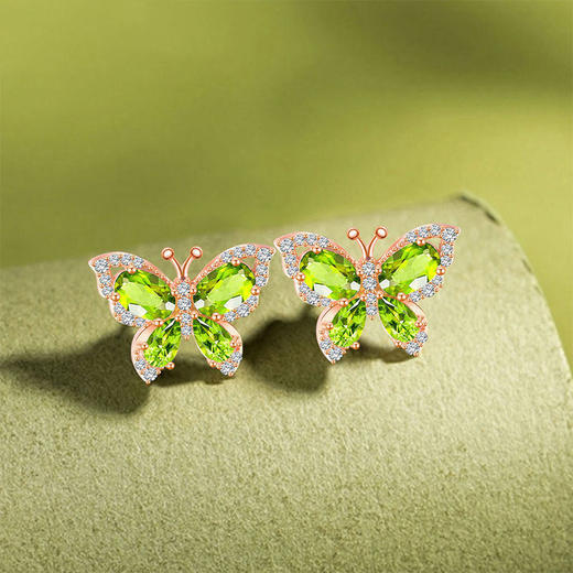 【橄榄石轻奢耳钉】周六（3.21）中午12点开始 S925银时尚蝴蝶彩宝耳饰品送女士节日礼物JE25033-水晶CC 商品图2