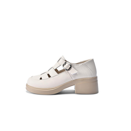 经典鲨2026夏季专柜新品牛皮革百搭圆头4.5cm罗马编织凉鞋女KW233-629031 商品图4