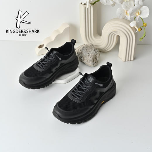 经典鲨2026年夏季专柜新品男士黑色织物透气跑步休闲鞋KW10-626051 商品图2