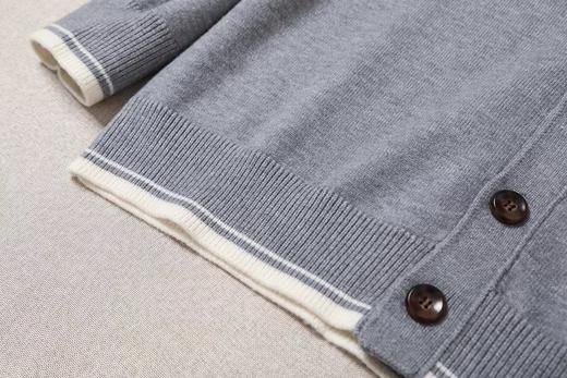 F032061休闲百搭V领排扣下摆条纹设计字母刺绣开衫 商品图12