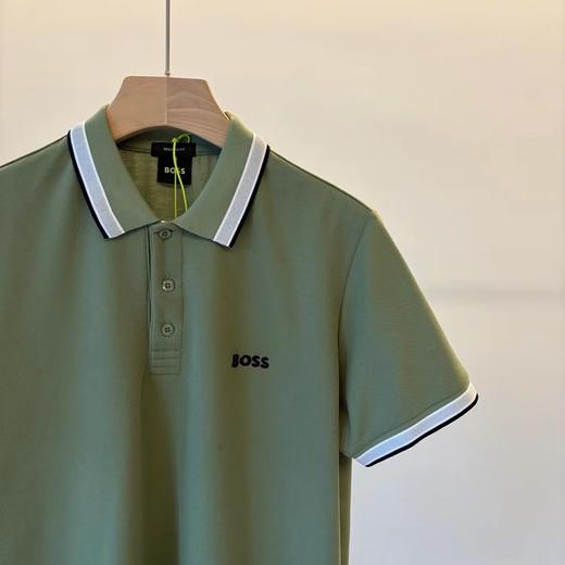 F032080日常通勤刺绣翻领撞色条纹设计提花拼接polo衫 商品图14