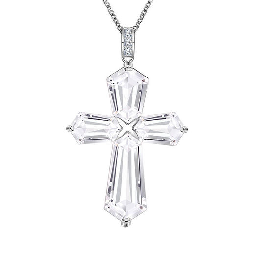 【天然白水晶毛衣链】S925银情侣款十字吊坠项链饰品送男女礼物JN25123-水晶CC 商品图5