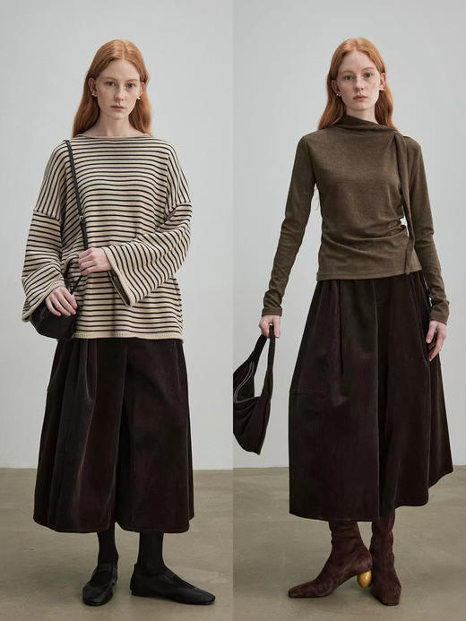 复古风拿捏稳纯棉灯芯绒裤阔腿裙子 商品图5