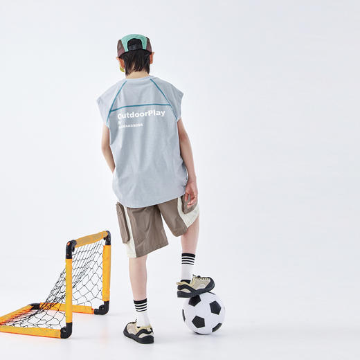 蓝汽水2026夏季新品男童吸湿速干运动UPF50+防晒抗菌干爽T恤背心 商品图1