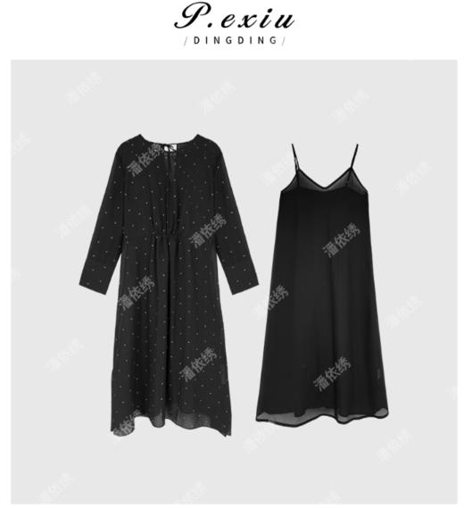 03-4潘依绣丁丁宠粉夏季新款圆领长袖波点透视气质连衣裙Q2886 商品图0