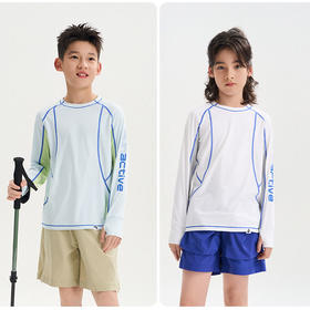 funactive男童原纱防晒长袖T恤儿童羽毛网球运动上衣F1UT20318