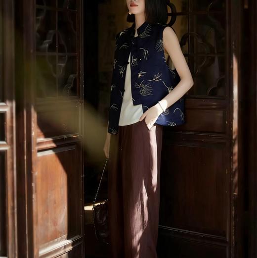 【HERA CHOLE】燕子竹叶撞色印花马甲 光泽感燕子印花中式国风 复古盘扣精致典雅 商品图8