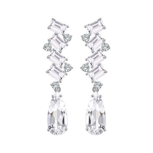 【天然白水晶耳钉】周六（3.21）中午12点开始 S925银彩色宝石耳饰品送女生生日节日礼物JE25061-水晶CC 商品图5