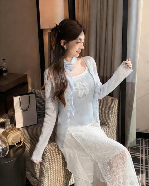 张心子【浪漫剧场】纯欲性感假两件拼色蝴蝶结可外穿美背内衣 U2603028 商品图14