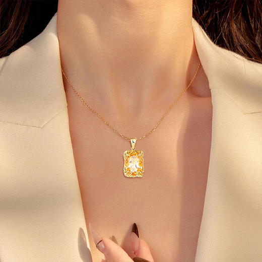 【黄水晶项链/耳钉】周六（3.21）中午12点开始 S925银轻奢时尚彩宝吊坠饰品送女士节日礼物JP25060/JE25060-水晶CC 商品图5