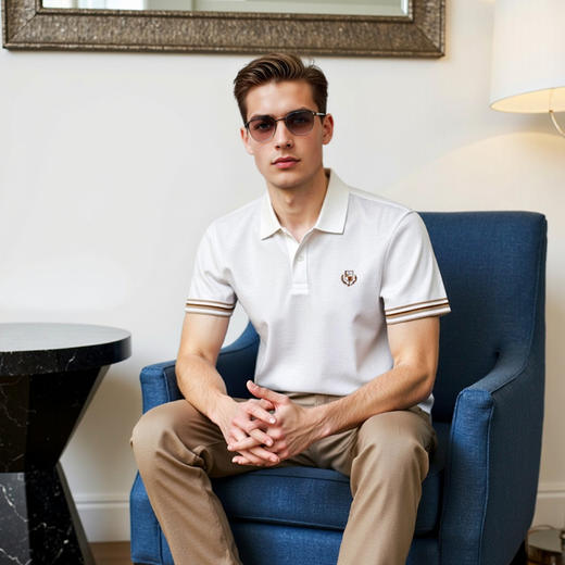 品质翻领刺绣短袖POLO衫撞色短袖男士休闲夏季新款时尚T恤   XLM-CAC8687203 商品图0