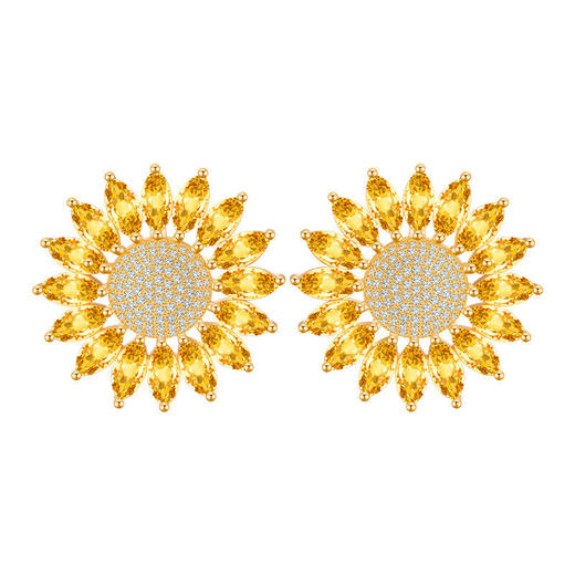 【黄水晶轻奢耳钉/项链】S925银时尚向日葵饰品送女生日节日礼物JE25053/JP25053-水晶CC 商品图3