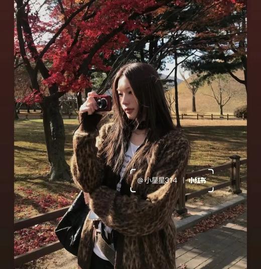 F032043春秋新款休闲时尚马海毛豹纹针织纽扣毛衣开衫外套 商品图5