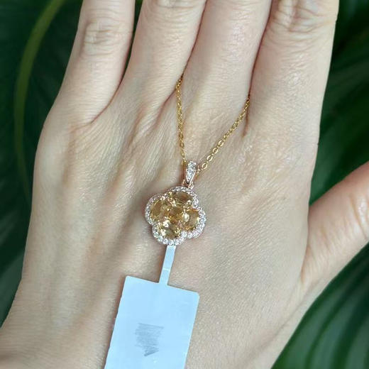 【黄水晶彩色宝石项链/耳钉/戒指】项链女S925银轻奢时尚饰品送女士礼物JP26002/JE26002/JR26002-水晶CC 商品图1