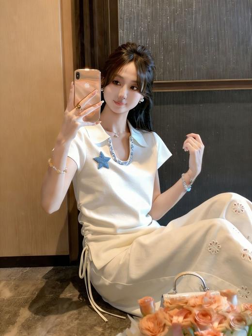 张心子【优雅重现】polo翻领不规则抽绳小香风上衣 U2603001 商品图6