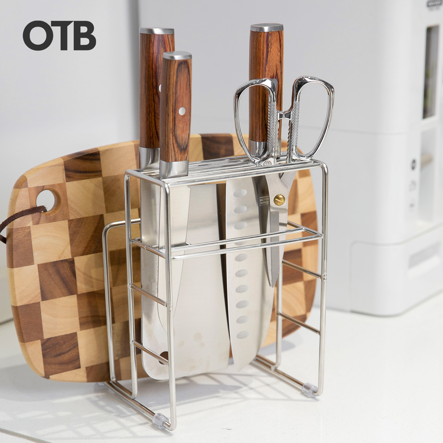 OTB厨房304不锈钢多功能收纳架 砧板架/刀架/锅盖架/筷筒