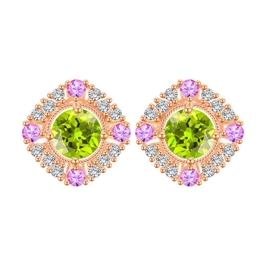 【橄榄石紫水晶项链/耳钉/戒指】周六（3.21）中午12点开始 首饰品送女士节日礼物JE25052/JP25052/JR25052-水晶CC 商品图7